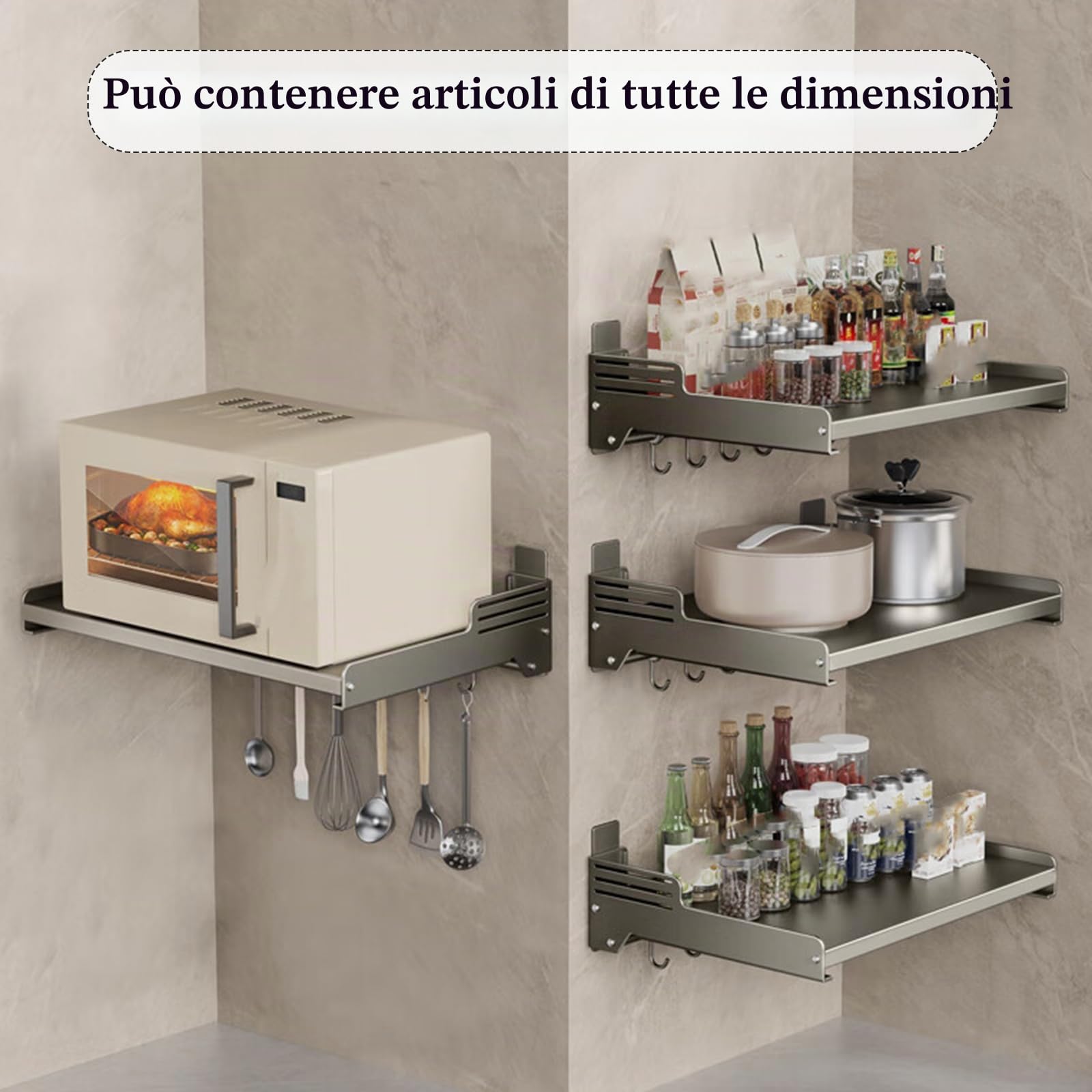 Microonde Mensola A Muro Supporto,Scaffale per Forno A Microonde A Parete,Supporto A Muro per Forno A Microonde,Stabile E Antiscivolo,per Elettrodomestici da Cucina