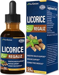 Licorice Root Extract Drops for Digestive Health, Natural Herbal Bloating Relief and Immune Support Liquid Tincture Supplement with Dandelion, Peppermint, Ginger. extrato de Regaliz. 2oz