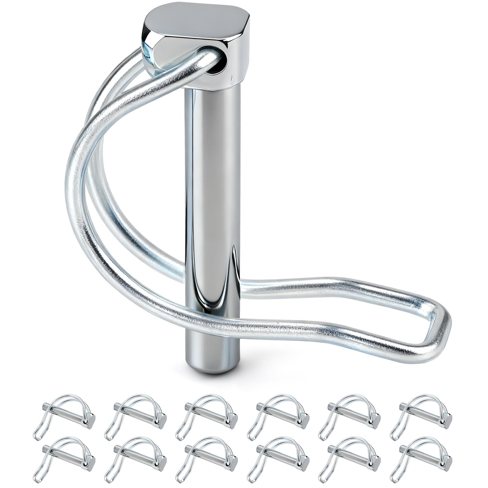 Nasxkji 12 PCS D-Shaped Trailer Coupler Pin 8 x 50 mm Linch Pins Carbon Steel Trailer Coupler Pin with Snap Lock Pipe Shaft Locking Pin for Mechanics Trailers Tent Poles and Fitness Equipment