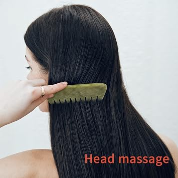ideayard Jade Comb Body and Scalp Gua Sha Massage Beauty Tool 2 Pcs - تعزيز التصريف اللمفاوي ، وتعزيز نمو الشعر الصحي