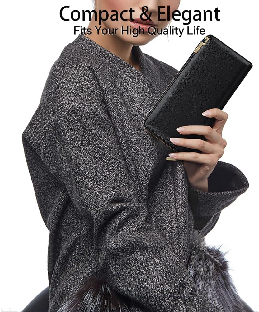 VANNANBA Long Wallet for Women Genuine Leather Zipper Wallet Large Capacity Organizer Accordion Wallet - Image 2