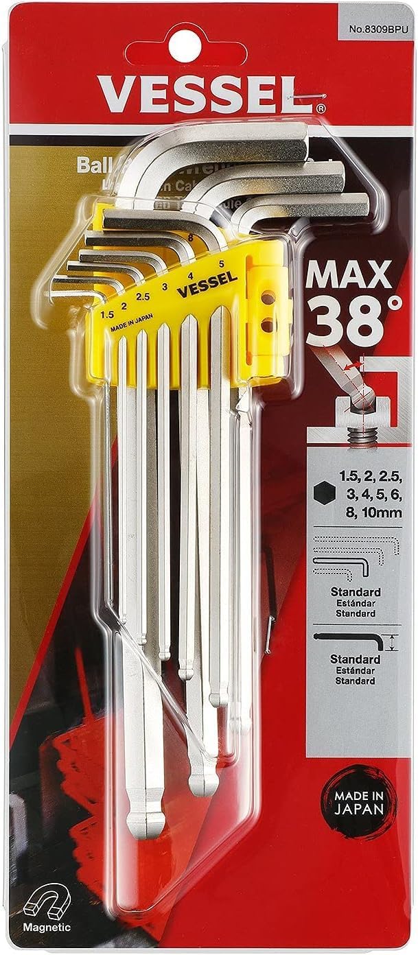 VESSEL Ball Point Hex L-Key Wrench 9PC. Set No.8309BPU 8309BPU
