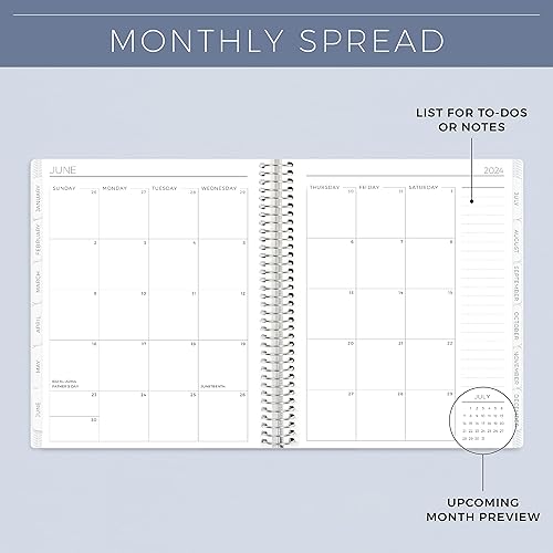 Miniatura 5 de PLUM PAPER Planificador  7 x 9 pulgadas en espiral de aluminio. Agenda semanal 2024 encuadernada en espiral, planificador mensual hecho con