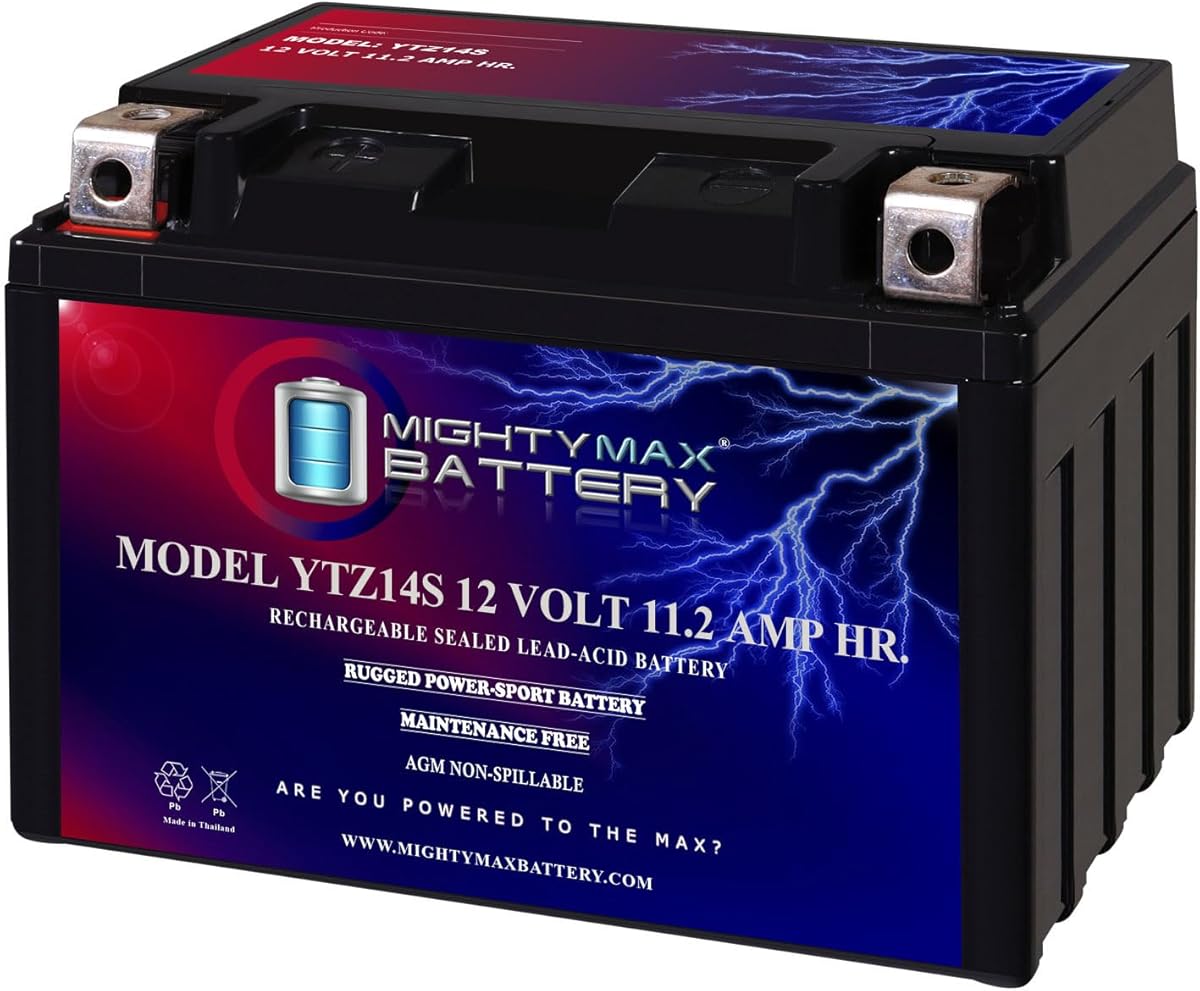 Mighty Max Battery YTZ14S -12 Volt 11.2 AH, 230 CCA, Rechargeable Maintenance Free SLA AGM Motorcycle Battery