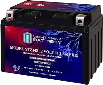 YTZ14S -12 Volt 11.2 AH, 230 CCA, Rechargeable Maintenance Free SLA AGM Motorcycle Battery