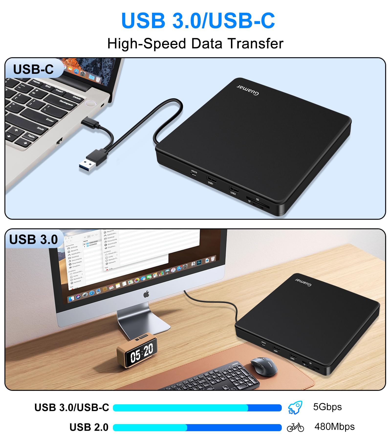 ノートパソコン用　モバイルDVD機器　　（おまけ付き） Amazon.co.jp: Guamar 外付けCD/DVDドライブノートパソコン用
