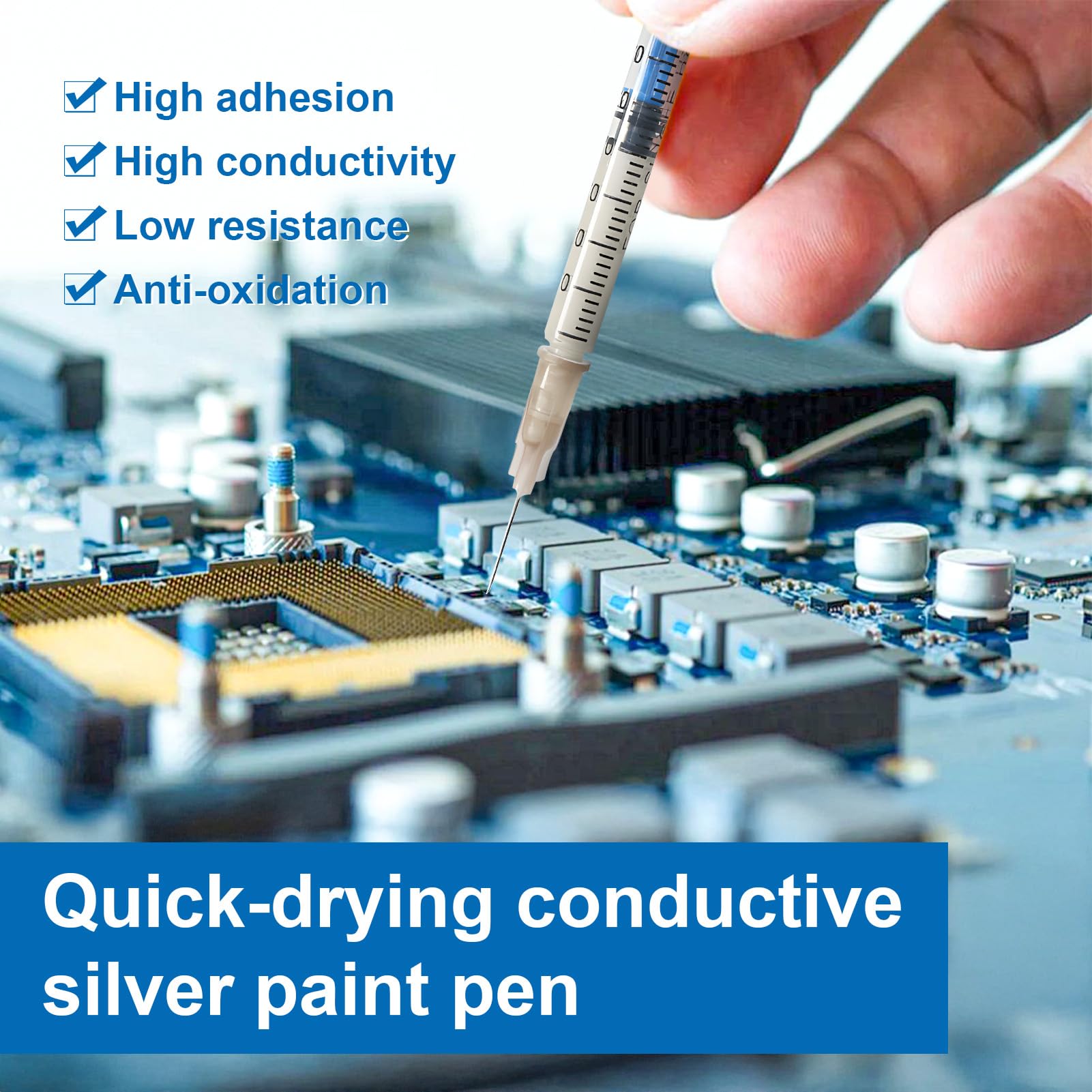 Penna Adesiva Conduttiva In Argento, Vernice Conduttiva, Argento Conduttivo Penna, Adesivo Conduttivo,Pasta d'Argento, Utilizzato per Riparare Tastiere, Circuiti Stampati, ecc, 2 Pezzi,0.4 ml