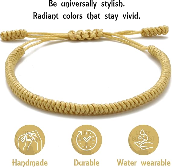 LUCKY BUDDHIST Handmade Bracelet + Buddhist Gift! Tibetan Good Luck String Armband. for Women, Men, Teens. Adjustable Size! Friendship Present. Handcrafted Rope Woven Chakra Wristband