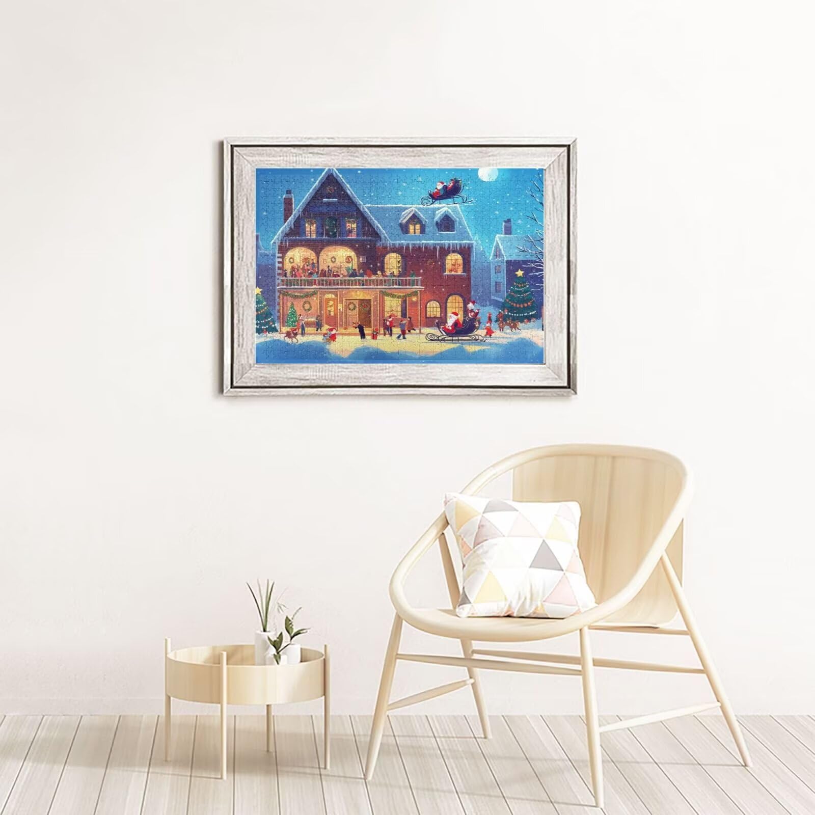 Puzzle 1500 Teile, Puzzle Erwachsene, Holzpuzzle Weihnachten Impossible Jigsaw, Clevere Rätsel, Farbe Jigsaw mit Geschenkbox Verpackung for Room Decor, Geschenke für Frauen Schnee Nacht 87x57cm p-1728