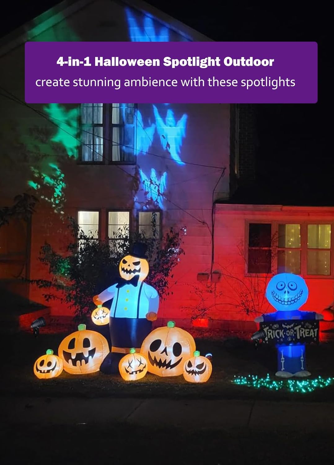 Elenora Christmas Spotlights Outdoor, All-in-ONE RGBW Halloween Spot Lights with Remote, 6W 24V Plug-in Color Changing Low Voltage Landscape Lighting Kit with IP65 Waterproof for Yard Garden, 4 Pack - Image 2