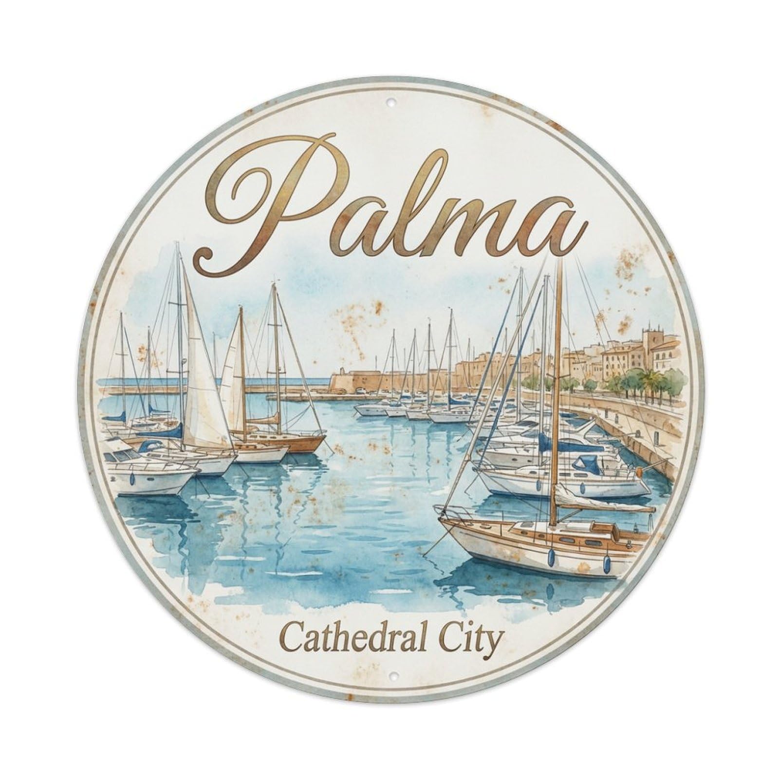 Tgrcjimh Style Metal Tin Sign Vintage Travel Palma Spain Gift