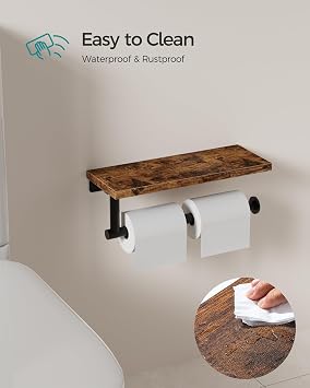 Paper Towel Holder Wall Mount with Shelf, Wall Mounted Hand Towel Holder