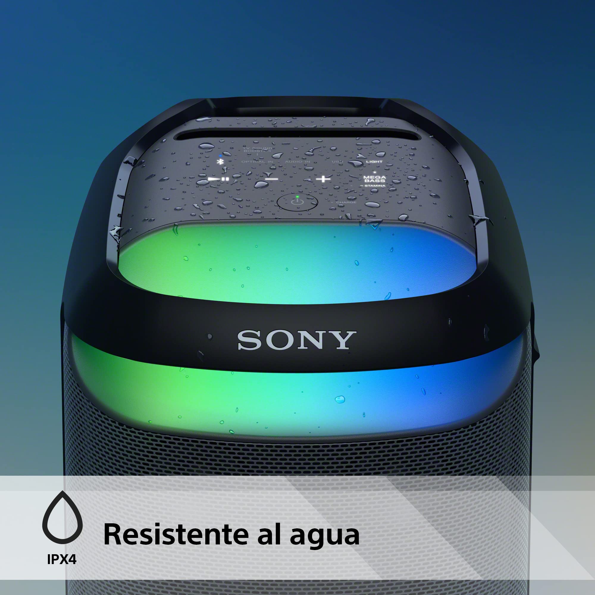 Sony SRS-XV800 Altavoz Inalámbrico para Fiestas con Sonido Potente 360° y Mega Bass, 25 Horas Batería, Portátil, para Interiores y Exteriores, Iluminación, Karaoke