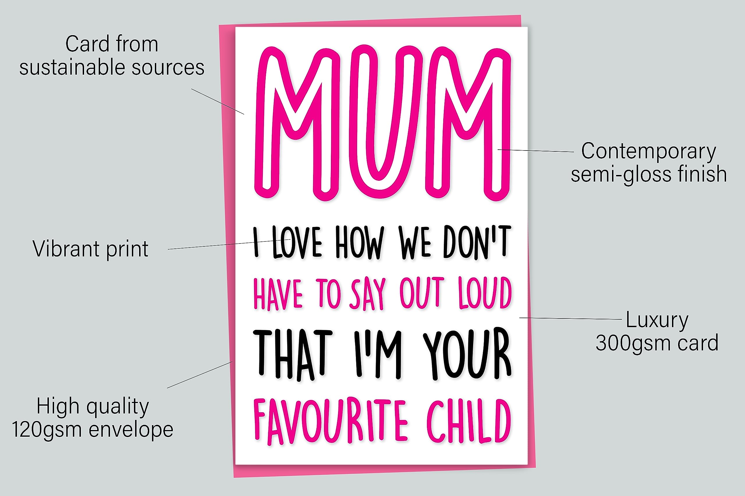 Lustige Geburtstagskarte Für Mama – „Mama, Ich Liebe, Dass Wir Nicht Laut Sagen Müssen, Dass Ich Dein Lieblingskind Bin“ – Innen Blanko, Aus Großbritannien