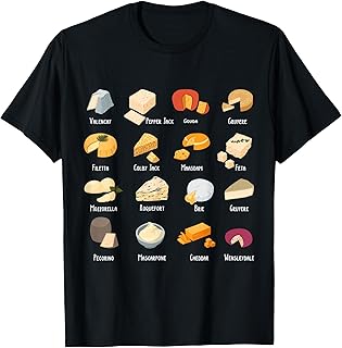 Funny Vintage Cheese Chart for Cheese Lover Cheese T-Shirt