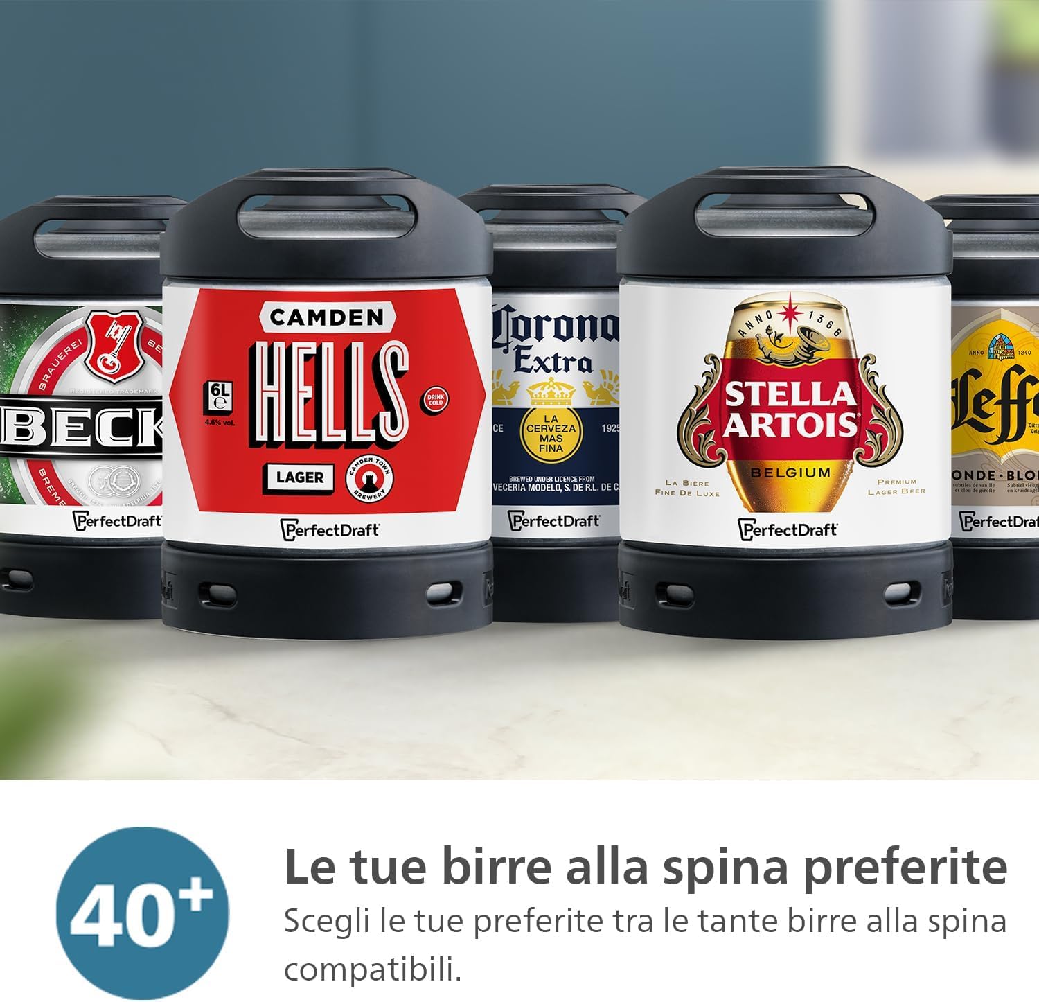 Philips PerfectDraft Serie 5000 Spillatrice di Birra – Mantiene la Birra a 3°C per 30 Giorni, Compatibile con Fusti da 6L, Raffreddamento Rapido in 12 Ore, Indicatori LED Integrati (HD3760/90)