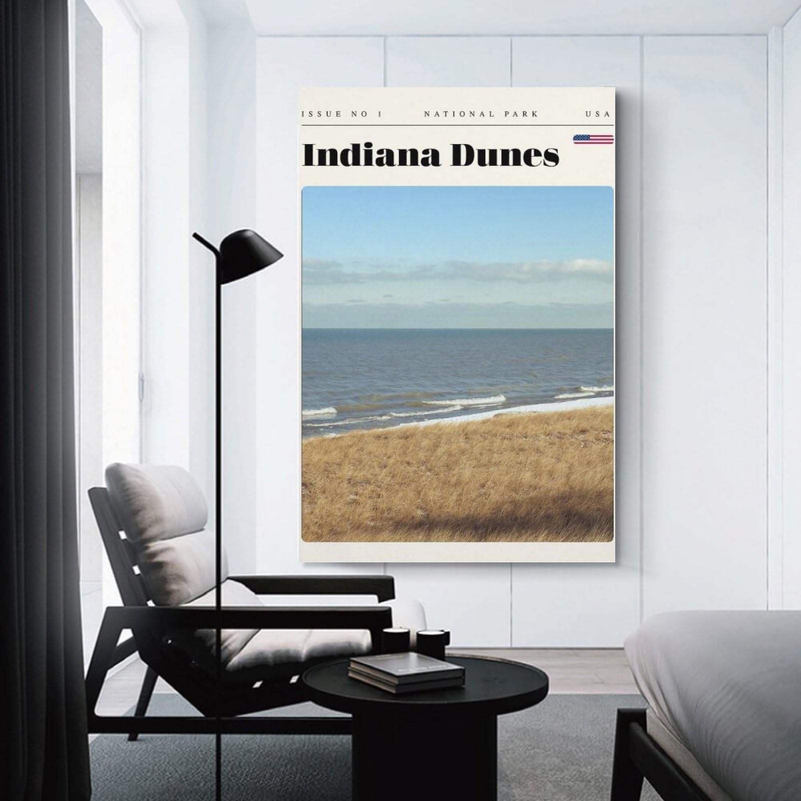 Junmoney Indiana Dunes National Park Travel Art Canvas Wall Art, 24x36inch(60x90cm), for Bedroom, Guest Room Or Reading Nook, Decorative Wall Art for Cosy Rooms