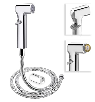 ALTON SHR20105 ABS Health Faucet with SS-304 Grade 1.25 Meter Chrome Flexible Hose Pipe and Wall Hook (Silver)