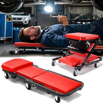 2-in-1 Folding Car Creeper & Seat, 36" Padded Car Crawler & Mechanic Stool with 360  Swivel Wheels, Garage Work Crawler Board Bench for Under Vehicle Repair, Motorcycle Maintenance