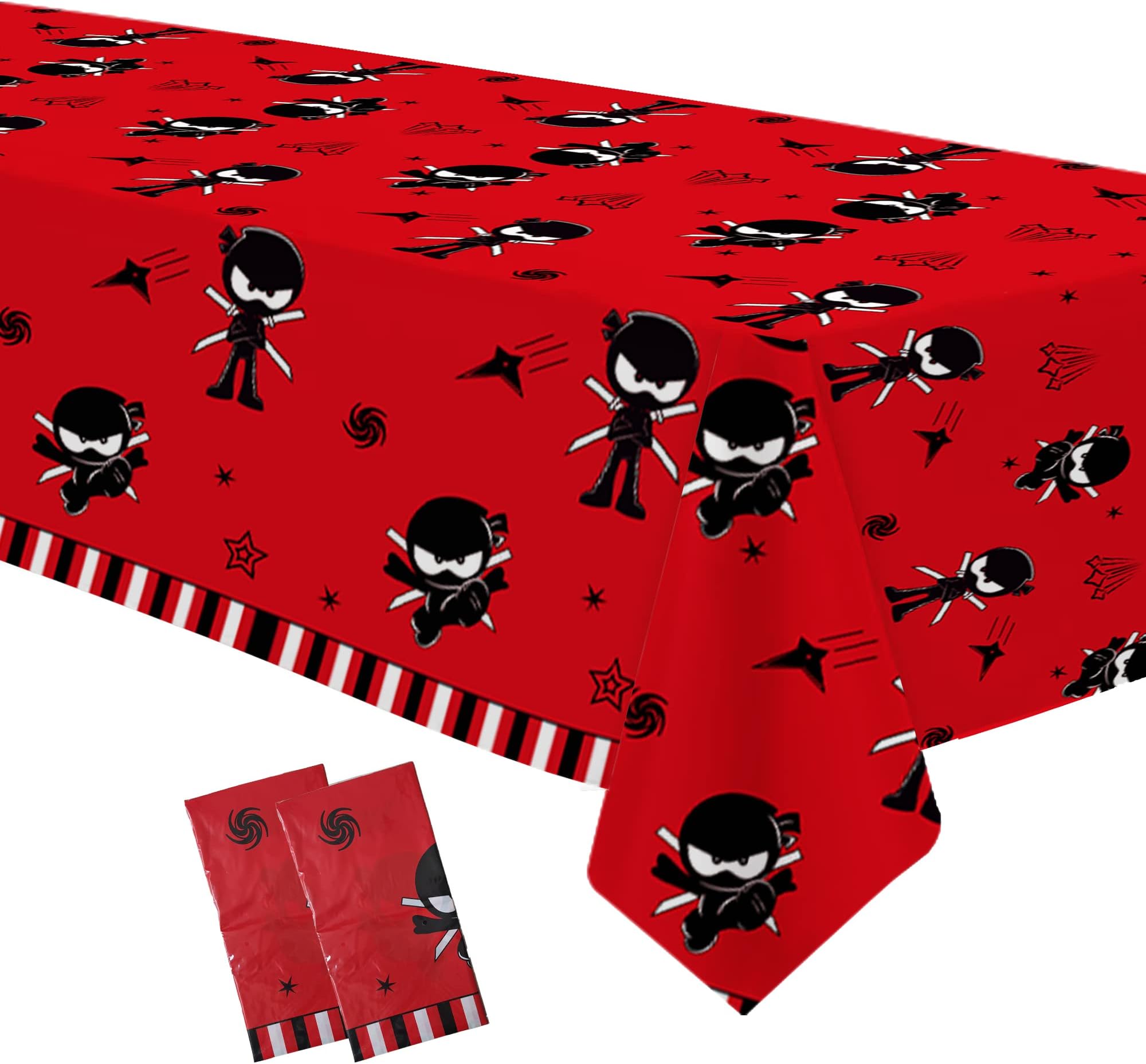 Xigejob Ninjago Party Tablecloth Decorations - Disposable Ninja Birthday Party Supplies Table Cover, Ninja Warrior Birthday Baby Shower Decorations Supplies Table Cloth - 2 Pack (54in x 108in)