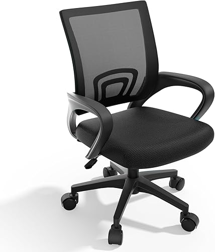 Magshion Silla de oficina en casa silla de escritorio ergonómica de malla con respaldo medio para computadora con soporte lumbar reposabrazos