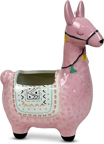 Miniatura 8 de LLOTSA Llamas Maceta de llama de cerámica para plantas suculentas, bonita decoración de alpaca para el hogar, la oficina 8 12 de alto con agujeros