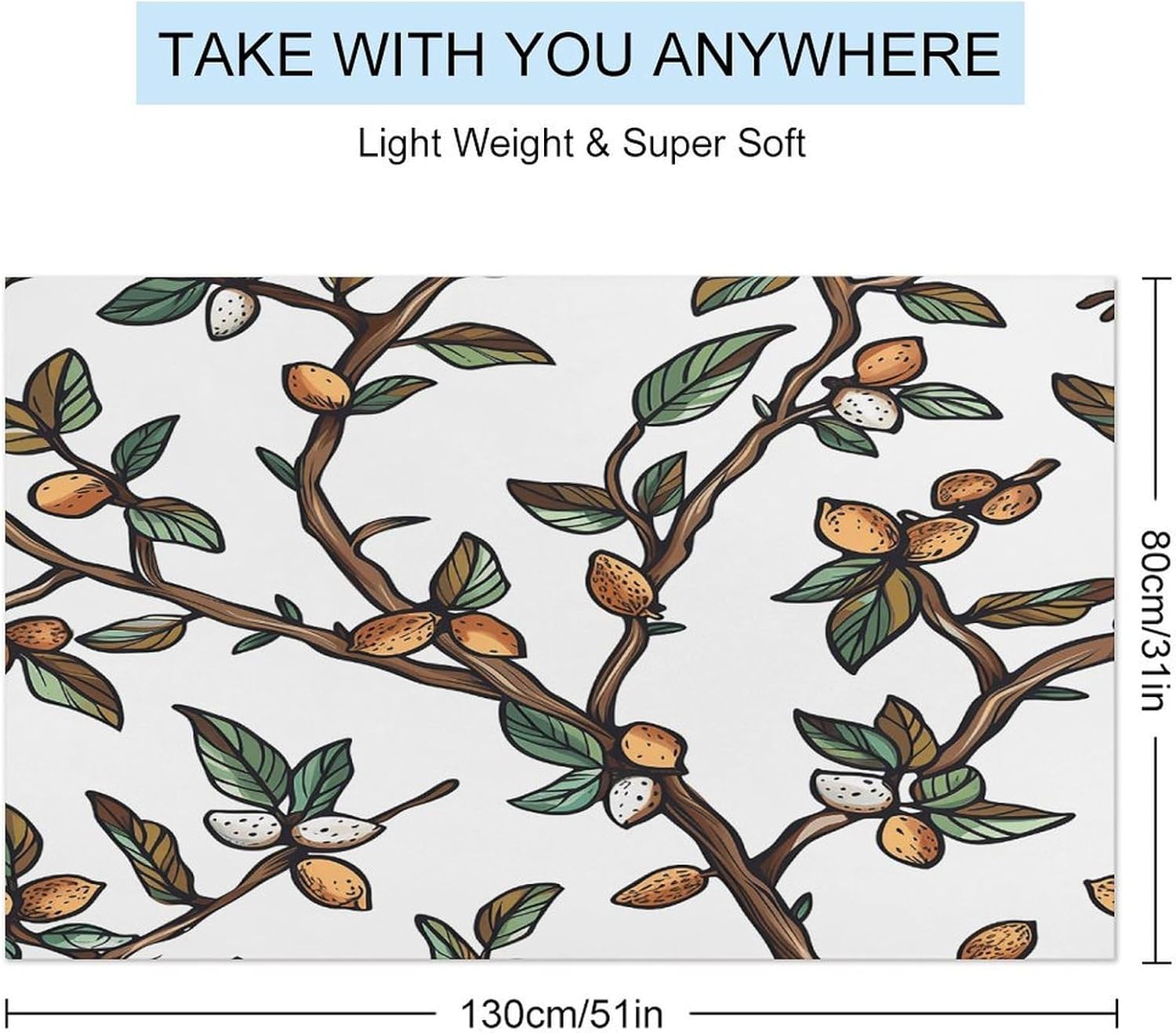 Swimming Towel, Leaves and Nuts Printed Fashion Towel,Portable Towel,Durable Towel