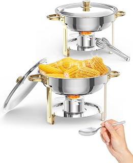 GarveeHome Chafing Dishes for Buffet 2 Pack, 5 QT Round Food Warmers