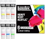 Liquitex Professional Heavy Body Acrylic Paint, 6 x 59ml (2-oz), Fluorescent Colors Set