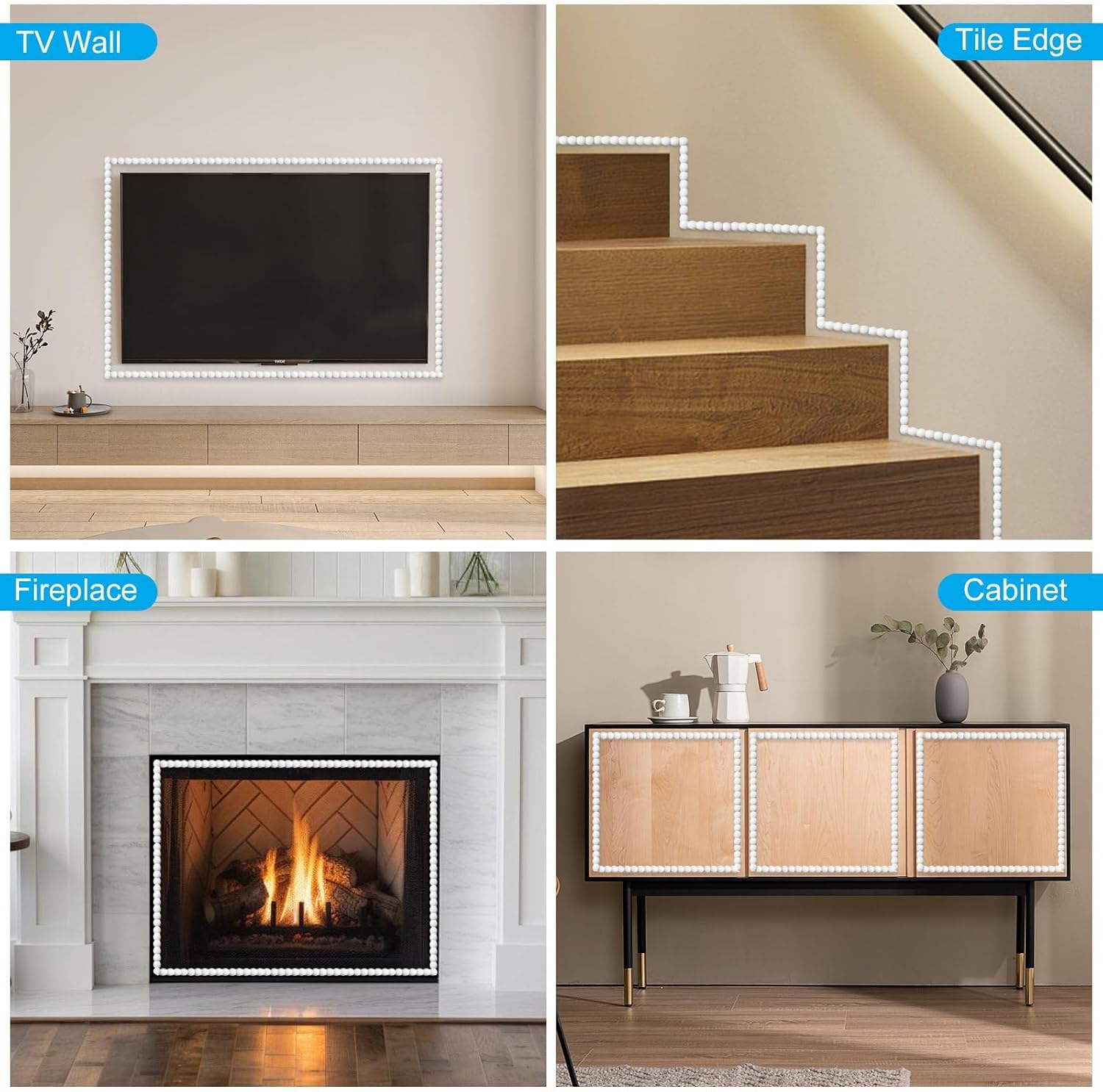 Flexible Peel and Stick Wall Molding – 10ft Adhesive-Backed Decorative Bead Trim for DIY Installation, Idear for Mirror Frames TV Surrounds Cabinet Edging Ceiling Accents Wall Panel Borders Backsplash - Image 4