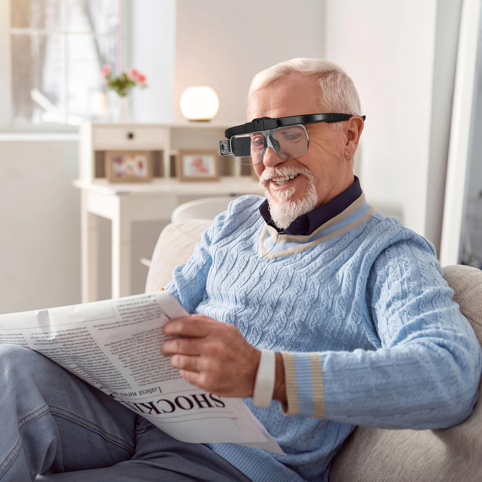 DOITOOL Lupa de Cabeza con Luz LED Recargable Gafas de Aumento Manos Libres Ergonómicas para Lectura Manualidades Reparación Electrónica