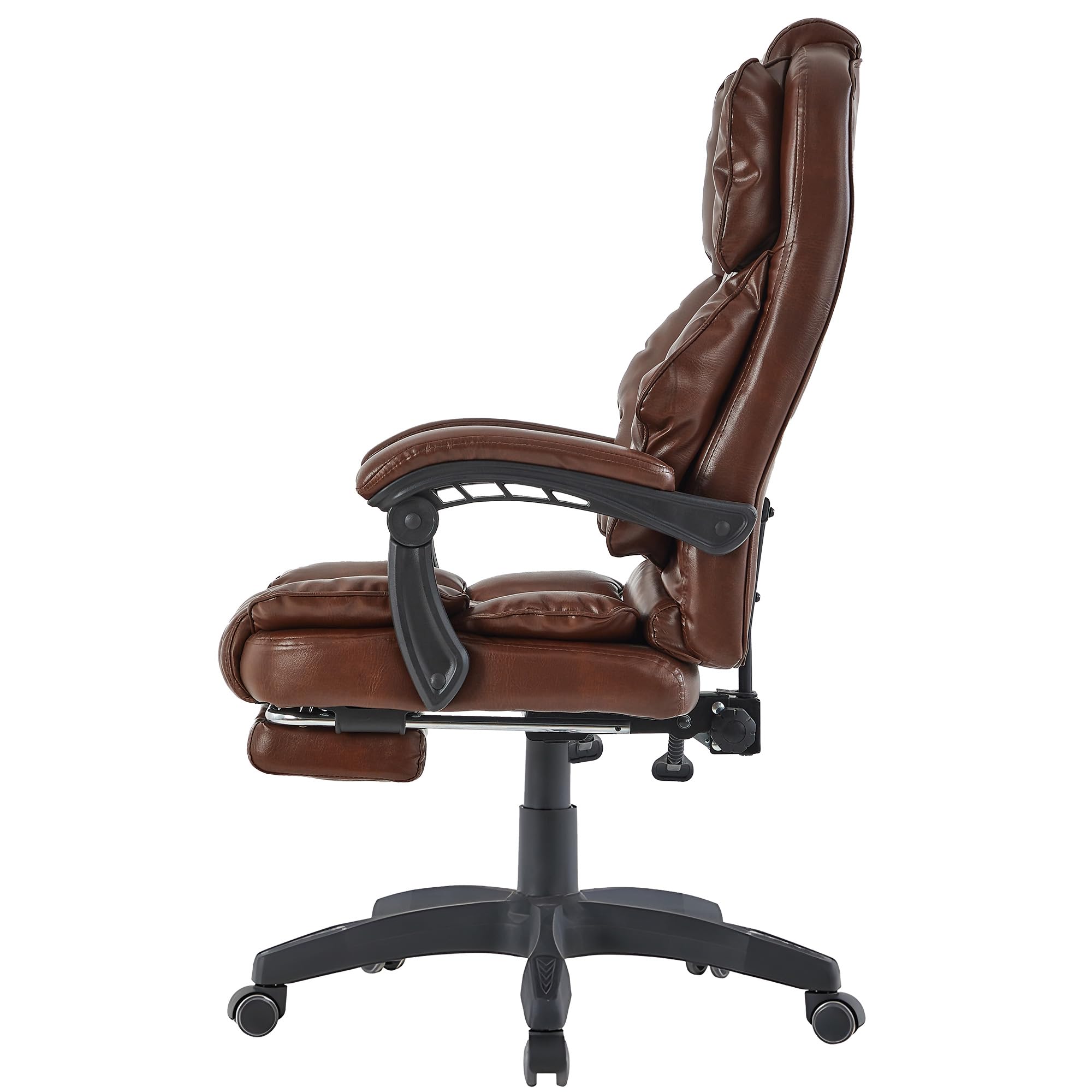 Managerstoel met voetensteun en flexibele 3-punts armleuningen, bureaustoel in lederlook, ergonomische kantoorstoel met verstelbare rugleuning voor een gezondere zithouding, kleur: donkerbruin Managerstoel met voetensteun en flexibele 3-punts armleuningen, bureaustoel in lederlook, ergonomische kantoorstoel met verstelbare rugleuning voor een gezondere zithouding, kleur: donkerbruin