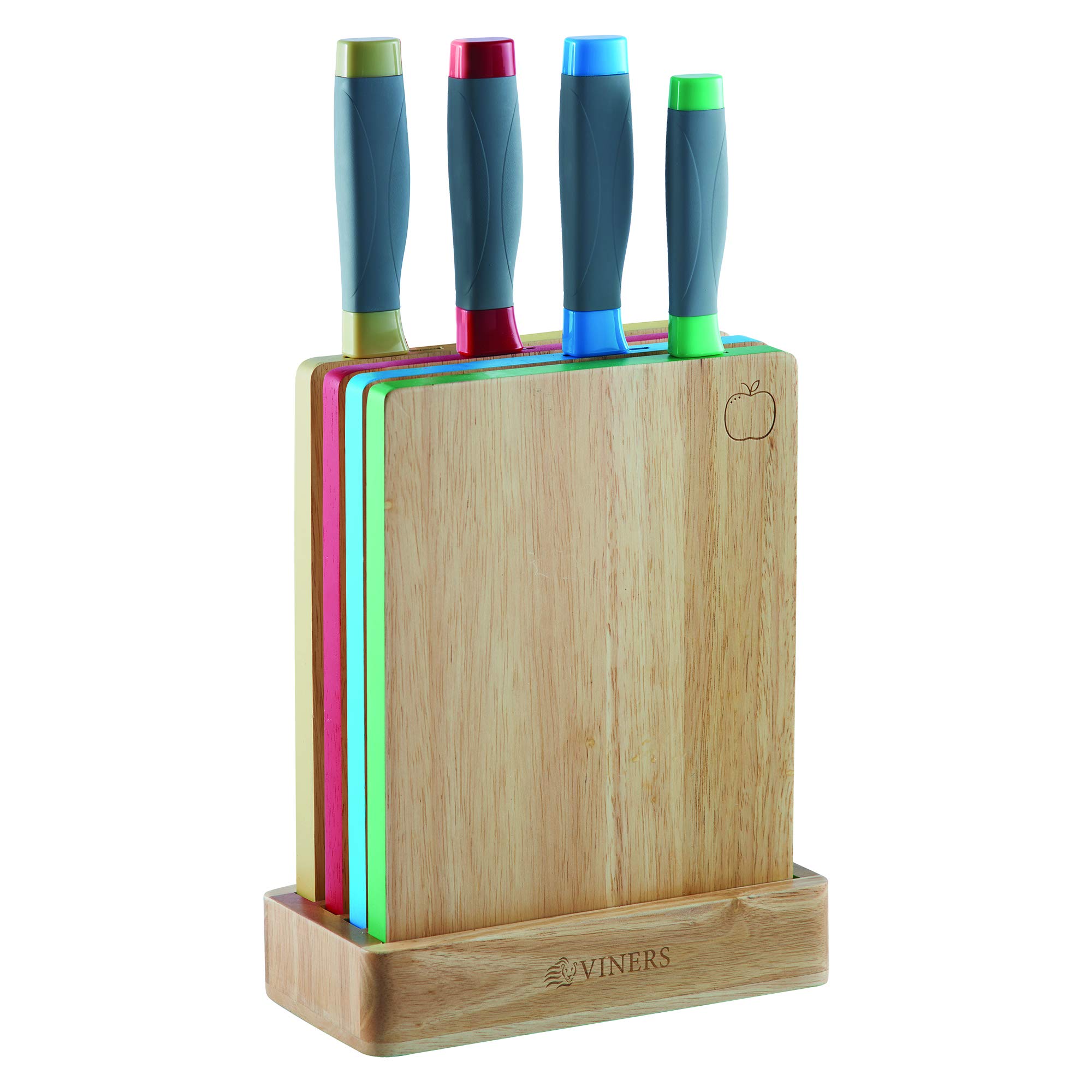Viners Assure Colour Code Knife Block and Board Set