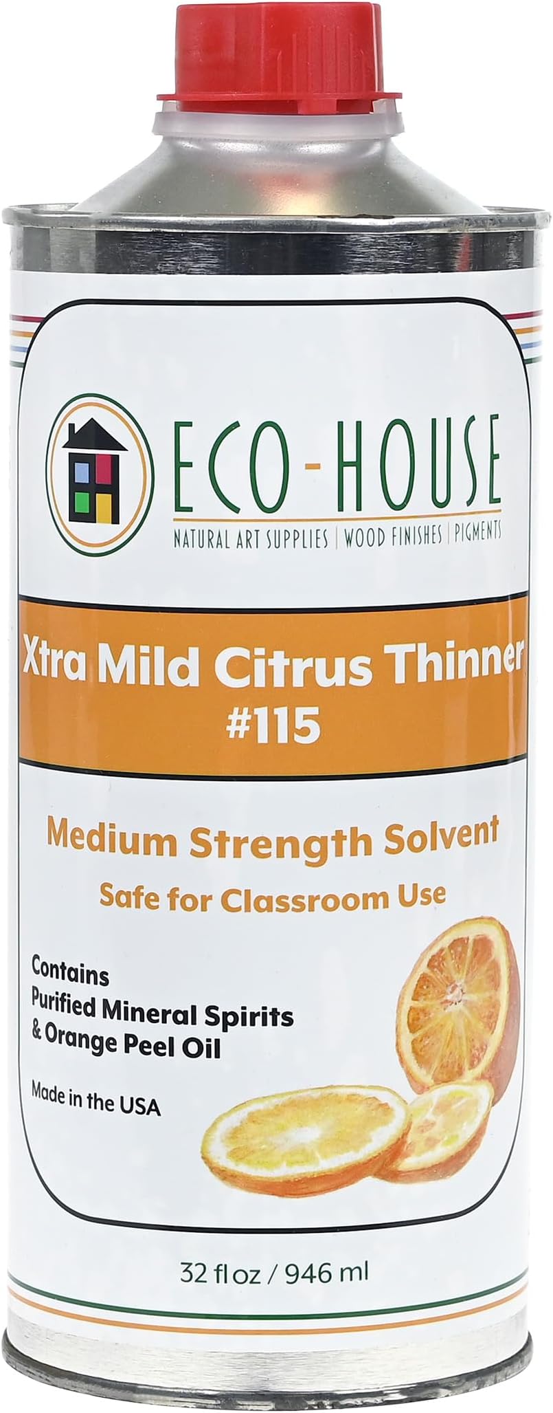115 Xtra Mild Paint Thinner – Citrus Scent, Low Odor, Safe Alternative to Turpentine – Eco-Friendly Solvent for Oil Paints, Natural Resins & Varnishes – 946ml (32 oz)