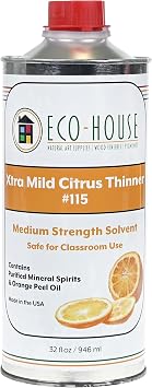 115 Xtra Mild Paint Thinner Citrus Scent, Low Odor, Safe Alternative to Turpentine Eco-Friendly Solvent for Oil Paints, Natural Resins & Varnishes 946ml 32 oz