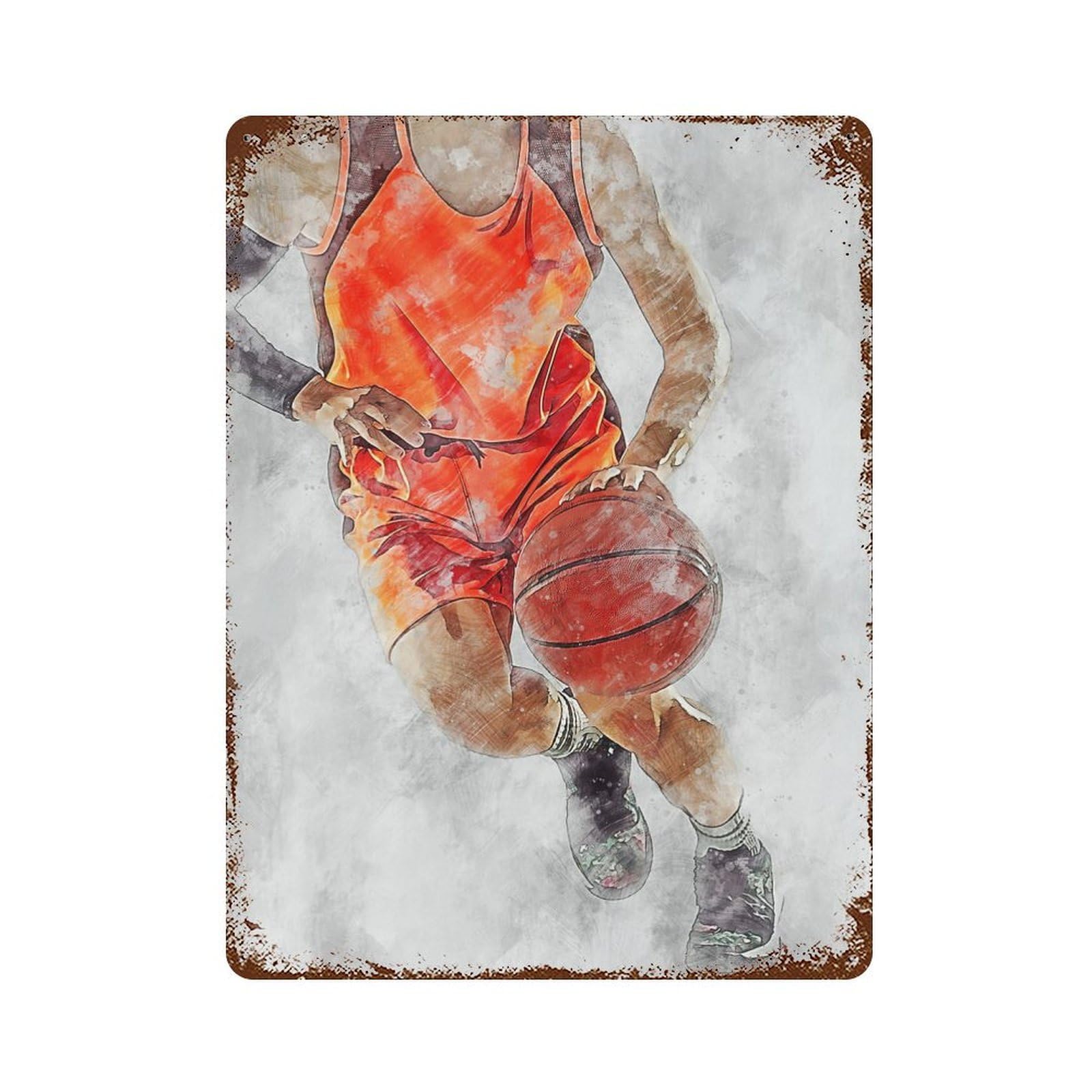 Basketball 9 15.7"x11.8" Vintage Rust Metal Sign, Novelty Wall Decor for Living Room, Hallway And Home Decor