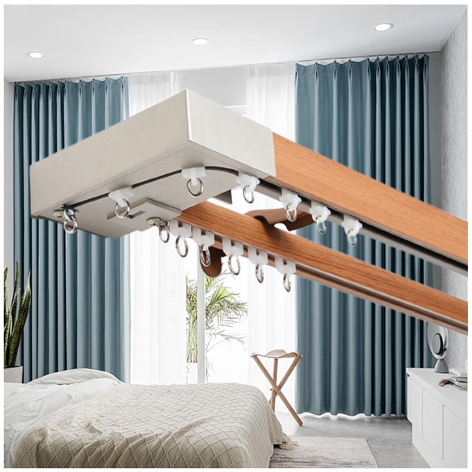 68,6–599,4 cm Wandmontage, schweres Aluminiumschienen-Set, leises Schienensystem für Wohnzimmer und Schlafzimmer, Raumteiler (120 cm)