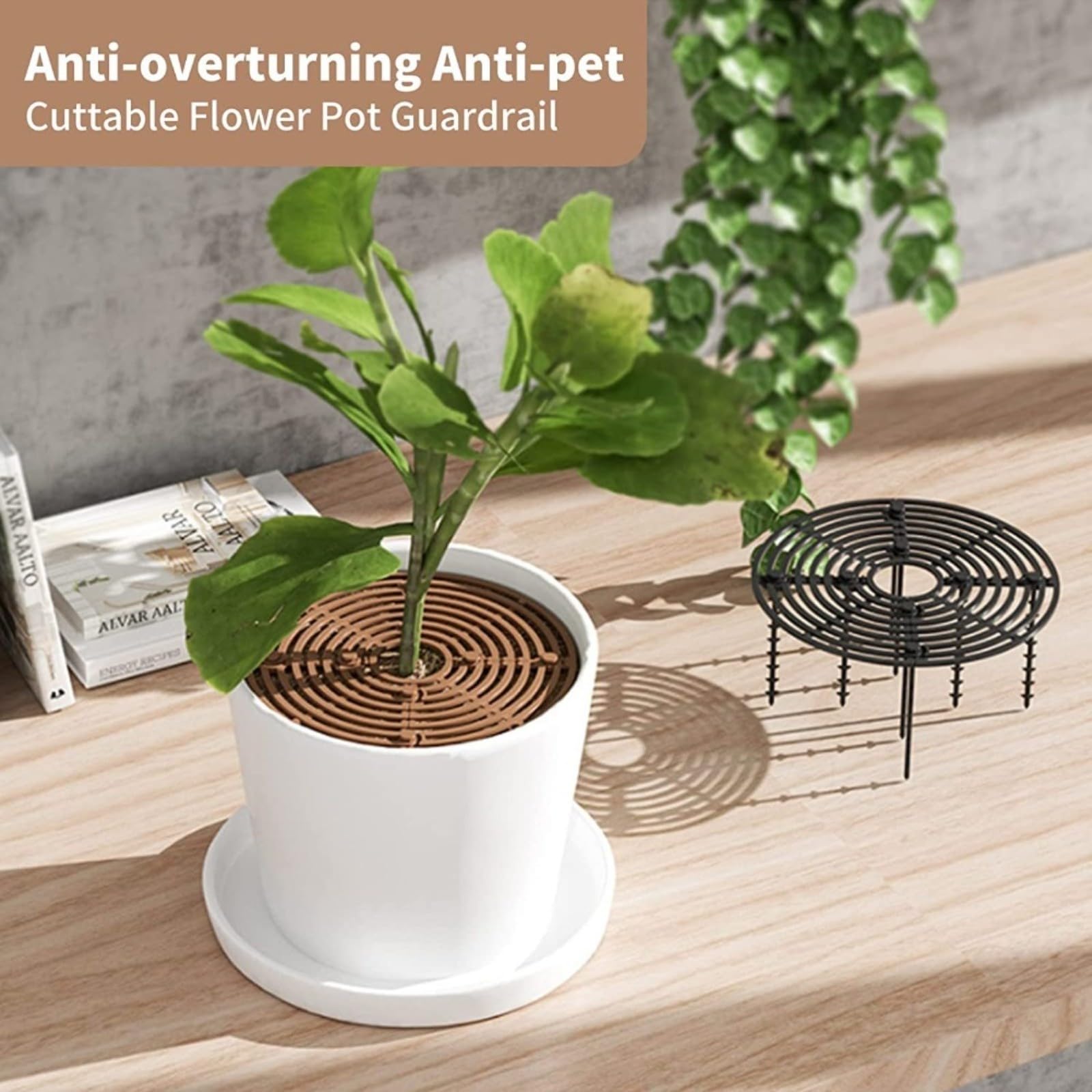 Paquete de 4 rejillas para macetas de 19/30 cm, protectores de suelo de animales, gatos, perros, de plástico para el hogar, jardín, marrón y negro (B)