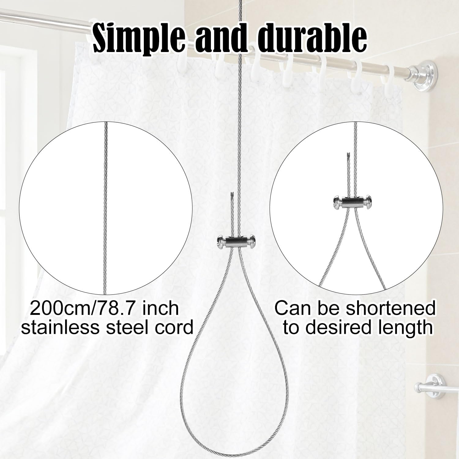Closet Rod Ceiling Support Kit, Sturdy Adjustable Wardrobe Pipe Bracket Heavy Duty Closet Rod Support System for Curved L-Shaped & Straight Shower Bars