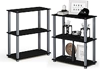 Vista 66 de Furinno Turn-N-Tube - Estantería de exhibición multiuso, de 4 niveles, con tubos redondos, color rosa y blanco