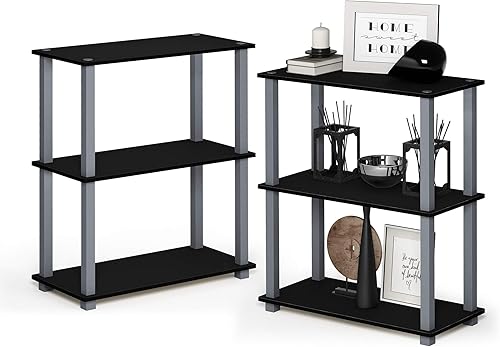 Miniatura 62 de Furinno Turn-N-Tube - Estantes de almacenamiento, estante para libros de 3 niveles, estante esquinero, estantes abiertos sin herramientas, para