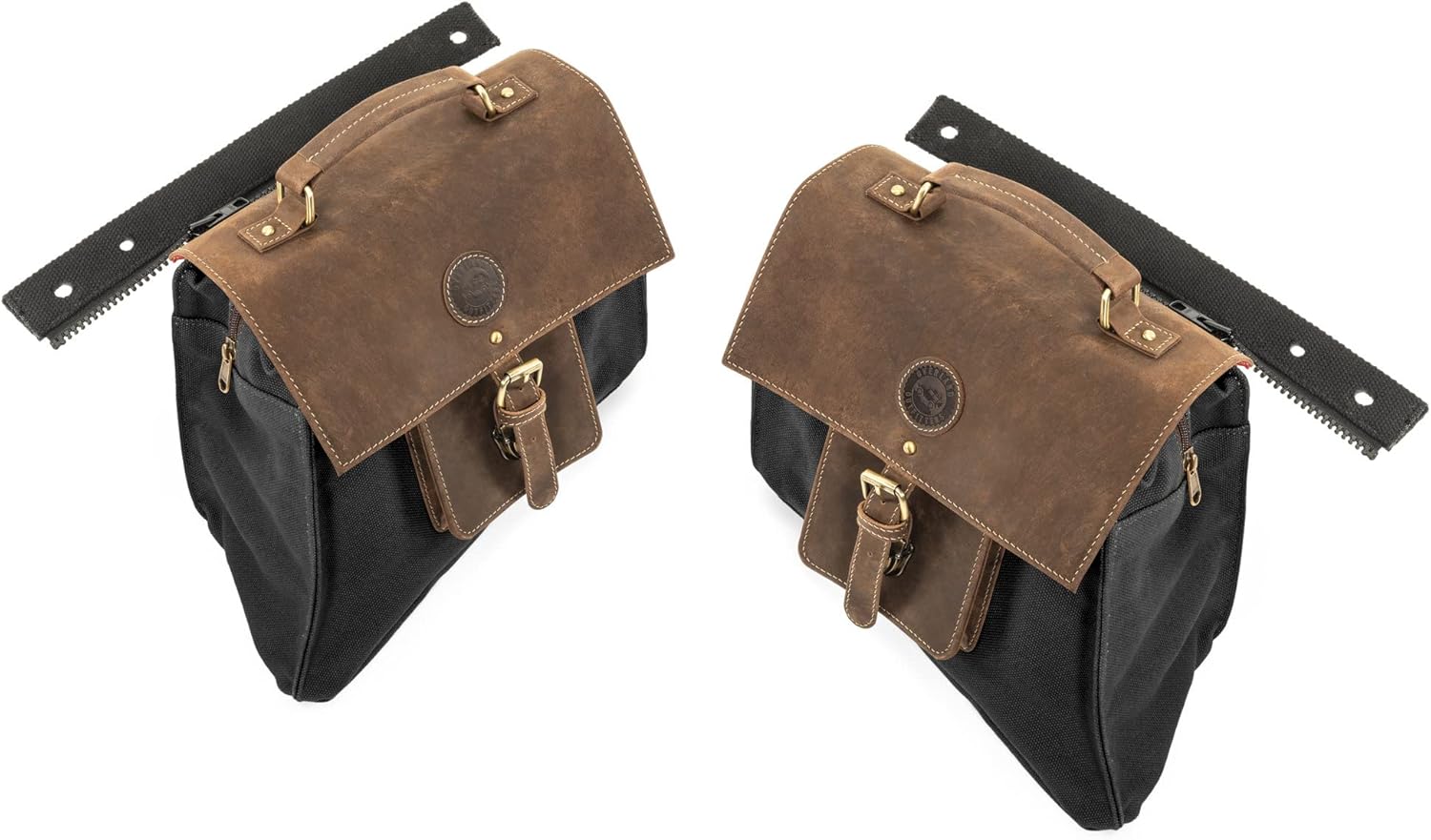 Overland Outfitters Sherpa Saddle Bag - Fits Jeep Wrangler JL 2018-2022 - Premium Leather & Canvas - Fits Over Fenders in Cargo Area - Tools & Gear Storage Bag (JLU with Subwoofer, Black)