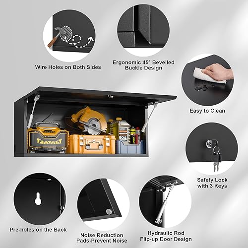 Miniatura 5 de Gabinete de almacenamiento de metal para garaje, pequeño gabinete de bloqueo montado en la pared, armarios de garaje colgantes, botiquín de acero