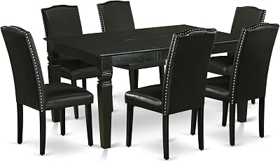 East West Furniture LGEN7-BLK-20 7 Piece Kitchen Table Set Consist