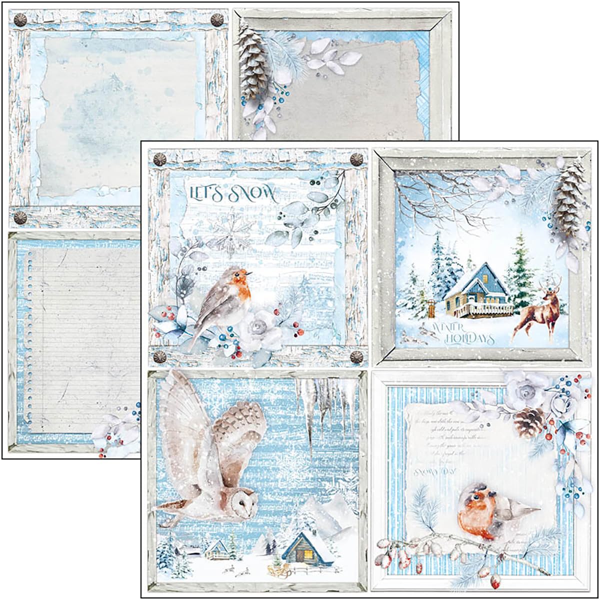 Ciao Bella Winter Journey 12x12 Patterns Pad - 8 Sheets, 190gsm Paper, 12 x 12 inches, white - Image 4