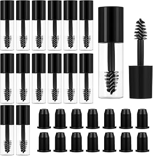 14 Pcs Empty Mascara Tubes with Wand, 3ml Mini Eyelash Growth packing Tube Container Cream Bottles with Brush Rubber Inserts for Castor Oil, Home and Travel (Black)