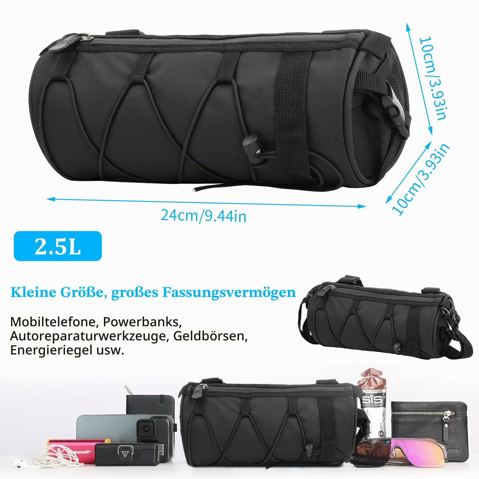 kleine lenkertasche wasserdicht Fahrrad, Lenkertasche Mountainbike Klein, Lenker Aufbewahrungstasche mit Schultergurt, Fahrradtasche Lenker 2,5L, Lenkertaschen für Rennrad MTB E-Bike Fahrten im Freien Sport & Freizeit Color:Black/White/Clear GC: Gearing Expained Category:Kinder Jugend_ACID FM Rookie Technische Details