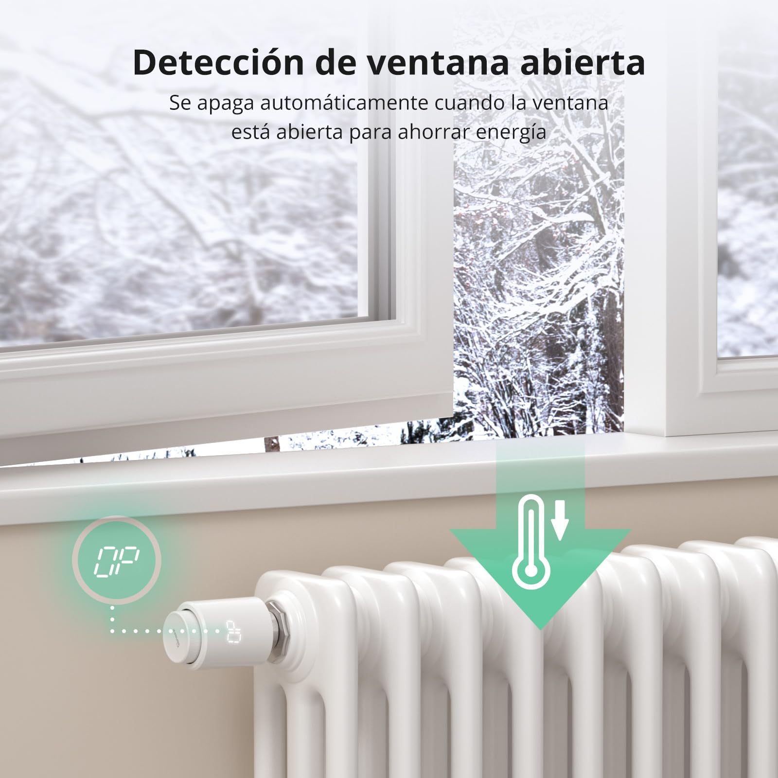 SONOFF Cabezal Termostático Inteligente Zigbee para Válvula Termostática de Radiador 1pcs. Regulador de Temperatura, Pantalla LED, Requiere Zigbee 3.0 Hub. Control por Voz
