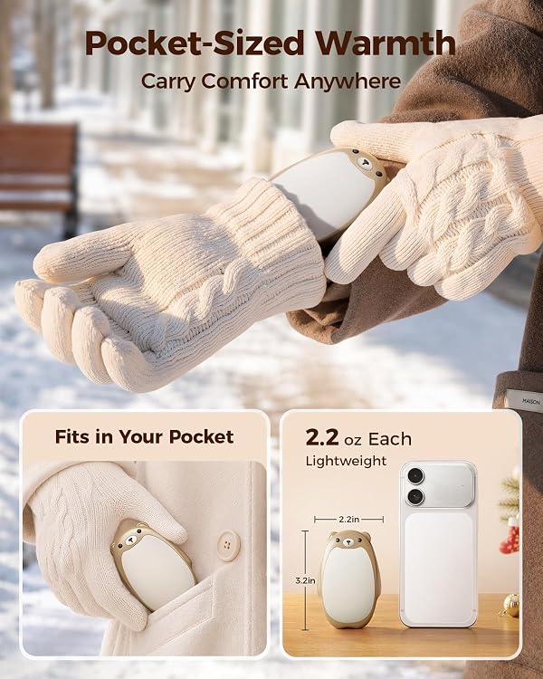 SWEETFULL Hand Warmers Rechargeable, 2-in-1 Magnetic Bear Electric - Brown by SWEETFULL - Used condition - Image 5