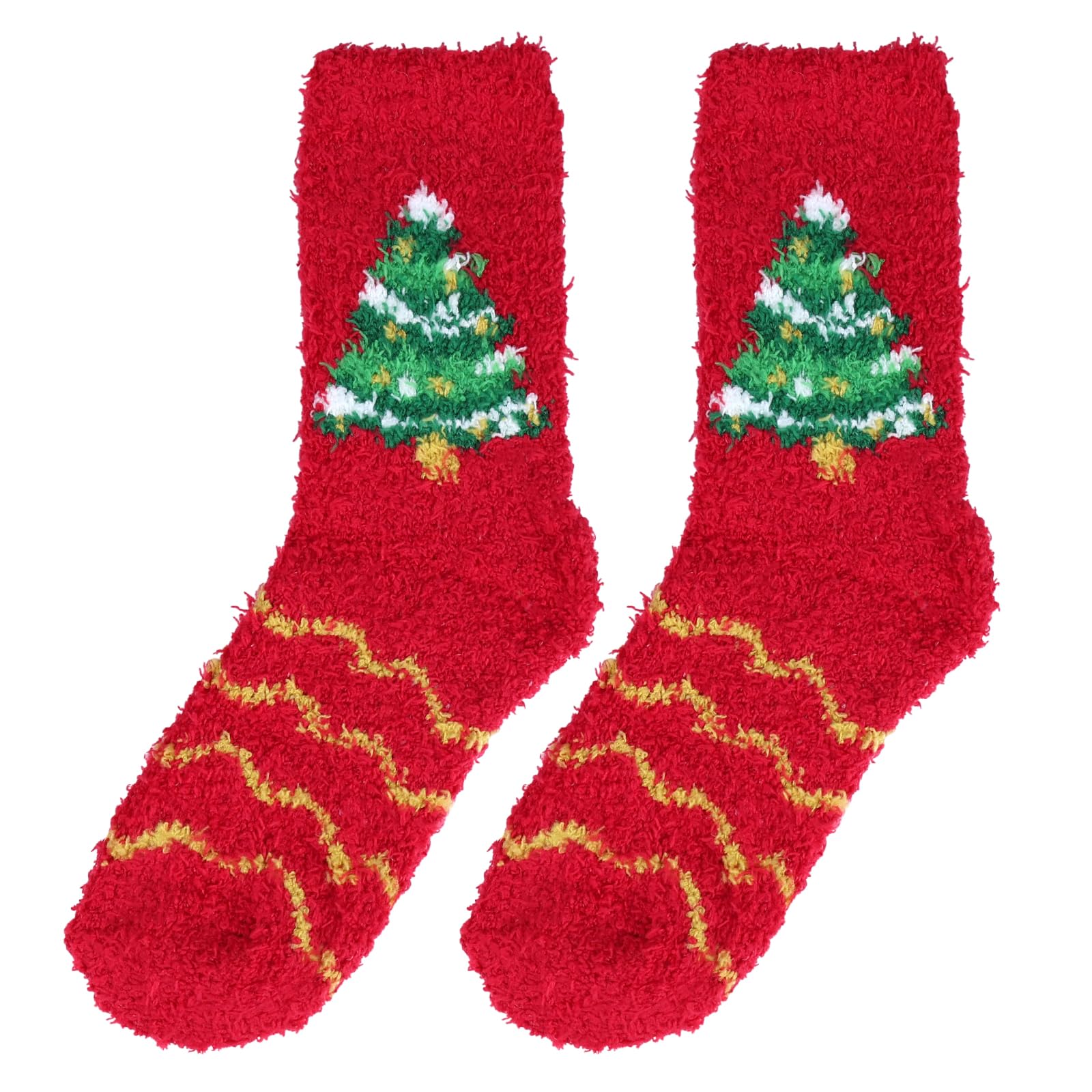 FACHOI Christmas Fluffy Socks, Xmas Fuzzy Socks Warm Cosy Bed Slipper Socks Winter Thermal Sleeping Xmas Plush Sock for Women and Girls Christmas Party Winter Gifts F4-SDW (Tree)